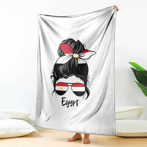 Egyptian Flag Messy Bun Girl Throw Blanket Patriotic Egypt Women TS02 Print Your Wear