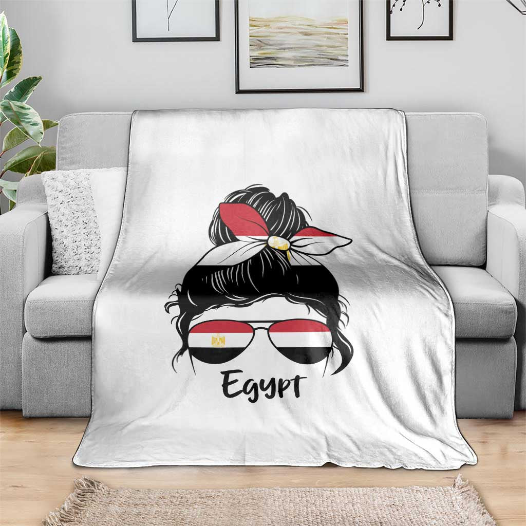 Egyptian Flag Messy Bun Girl Throw Blanket Patriotic Egypt Women TS02 Print Your Wear