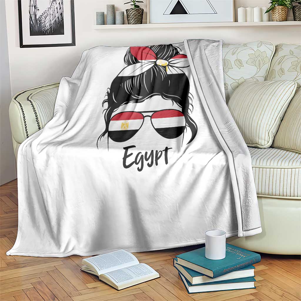 Egyptian Flag Messy Bun Girl Throw Blanket Patriotic Egypt Women TS02 Print Your Wear