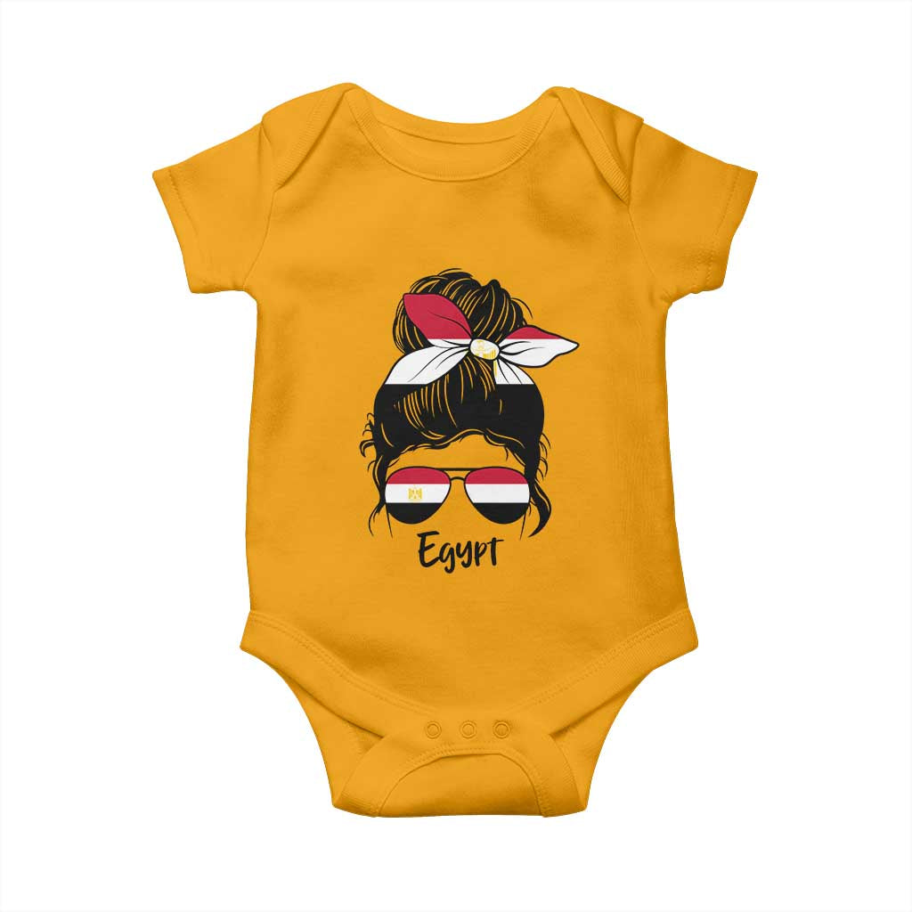 Egyptian Flag Messy Bun Girl Baby Onesie Patriotic Egypt Women TS02 Gold Print Your Wear