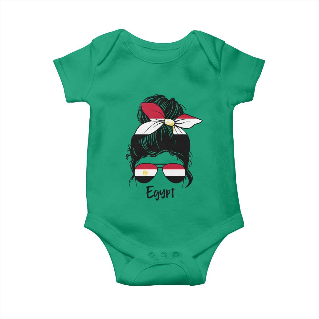 Egyptian Flag Messy Bun Girl Baby Onesie Patriotic Egypt Women TS02 Irish Green Print Your Wear