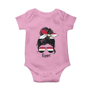 Egyptian Flag Messy Bun Girl Baby Onesie Patriotic Egypt Women TS02 Light Pink Print Your Wear