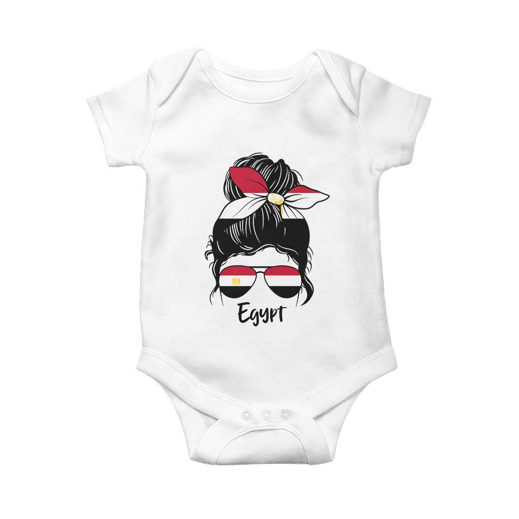 Egyptian Flag Messy Bun Girl Baby Onesie Patriotic Egypt Women TS02 White Print Your Wear