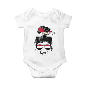 Egyptian Flag Messy Bun Girl Baby Onesie Patriotic Egypt Women TS02 White Print Your Wear