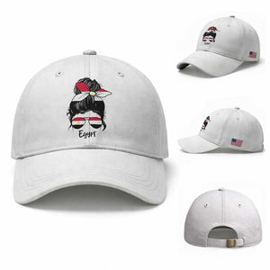 Egyptian Flag Messy Bun Girl Baseball Cap Patriotic Egypt Women TS02 Baseball Cap Universal Fit White Print Your Wear