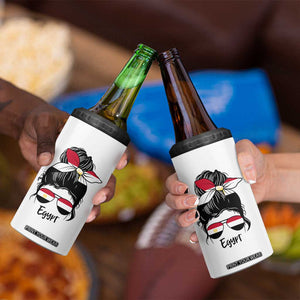 Egyptian Flag Messy Bun Girl 4 in 1 Can Cooler Tumbler Patriotic Egypt Women TS02 Print Your Wear