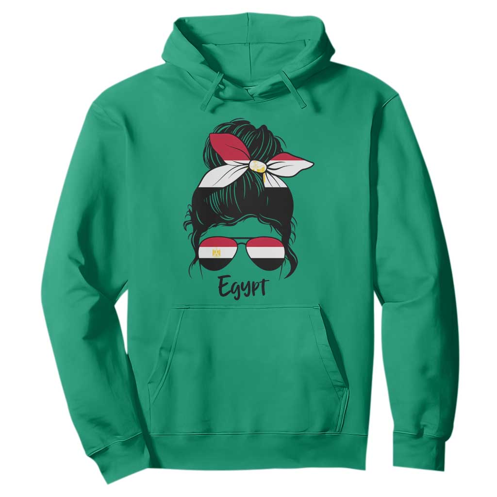 Egyptian Flag Messy Bun Girl Hoodie Patriotic Egypt Women TS02 Irish Green Print Your Wear