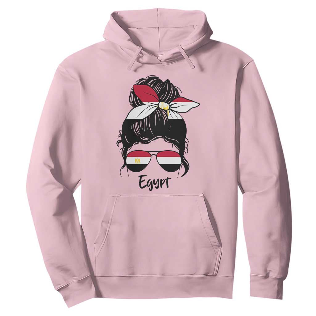 Egyptian Flag Messy Bun Girl Hoodie Patriotic Egypt Women TS02 Light Pink Print Your Wear