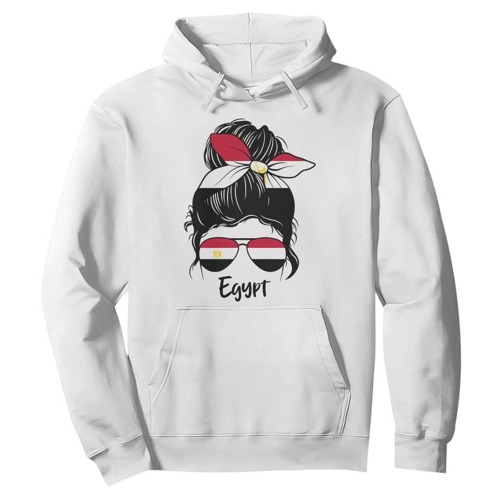 Egyptian Flag Messy Bun Girl Hoodie Patriotic Egypt Women TS02 White Print Your Wear