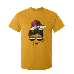 Egyptian Flag Messy Bun Girl T Shirt For Kid Patriotic Egypt Women TS02 Print Your Wear