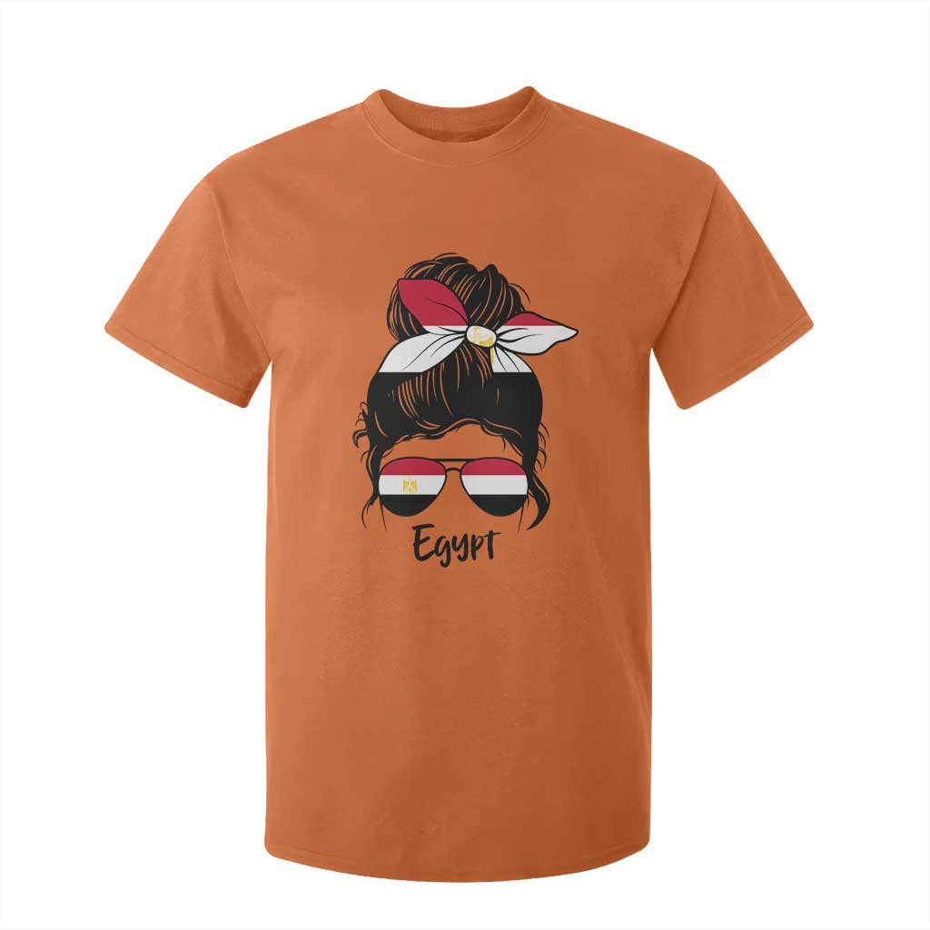Egyptian Flag Messy Bun Girl T Shirt For Kid Patriotic Egypt Women TS02 Print Your Wear