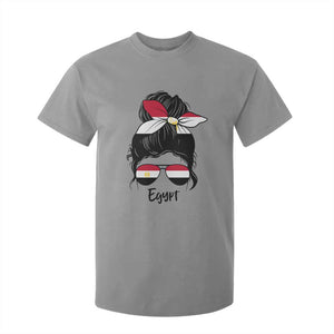 Egyptian Flag Messy Bun Girl T Shirt For Kid Patriotic Egypt Women TS02 Sport Gray Print Your Wear