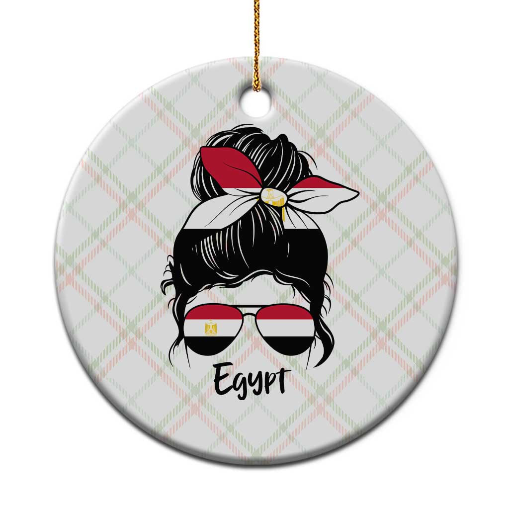 Egyptian Flag Messy Bun Girl Ceramic Ornament Patriotic Egypt Women TS02 1pc Christmas Plaid Print Your Wear