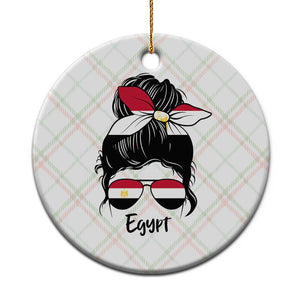 Egyptian Flag Messy Bun Girl Ceramic Ornament Patriotic Egypt Women TS02 1pc Christmas Plaid Print Your Wear