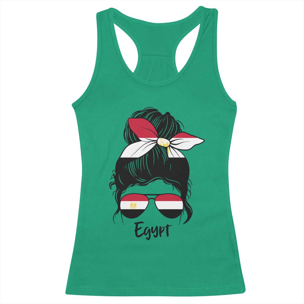 Egyptian Flag Messy Bun Girl Racerback Tank Top Patriotic Egypt Women TS02 Irish Green Print Your Wear