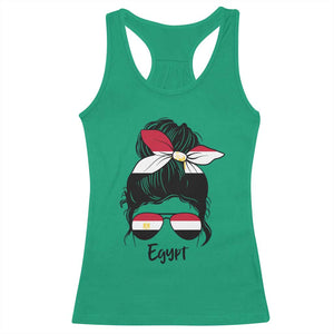 Egyptian Flag Messy Bun Girl Racerback Tank Top Patriotic Egypt Women TS02 Irish Green Print Your Wear