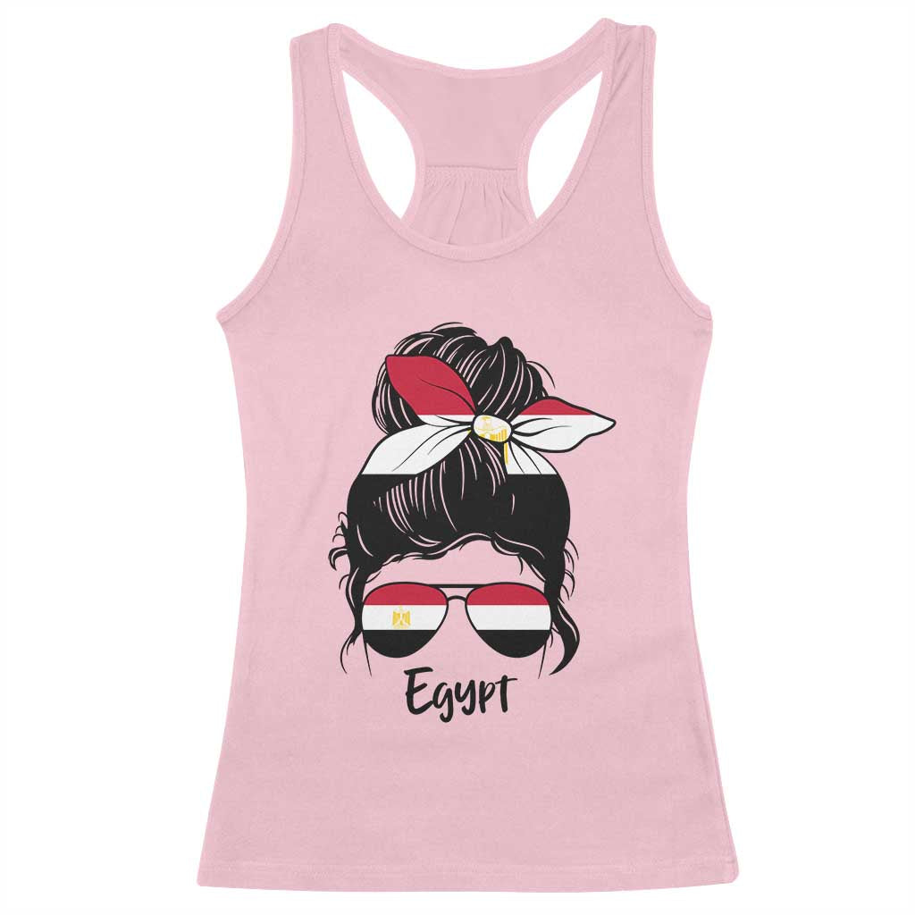 Egyptian Flag Messy Bun Girl Racerback Tank Top Patriotic Egypt Women TS02 Light Pink Print Your Wear