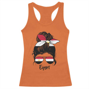 Egyptian Flag Messy Bun Girl Racerback Tank Top Patriotic Egypt Women TS02 Orange Print Your Wear