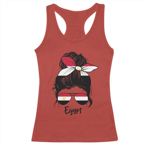 Egyptian Flag Messy Bun Girl Racerback Tank Top Patriotic Egypt Women TS02 Red Print Your Wear