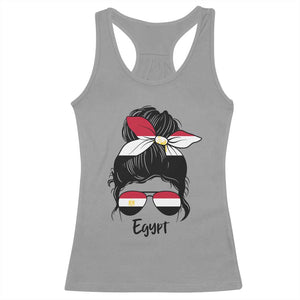 Egyptian Flag Messy Bun Girl Racerback Tank Top Patriotic Egypt Women TS02 Sport Gray Print Your Wear