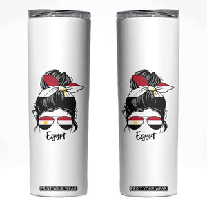 Egyptian Flag Messy Bun Girl Skinny Tumbler Patriotic Egypt Women TS02 White Print Your Wear