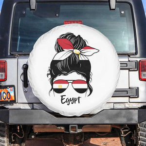 Egyptian Flag Messy Bun Girl Spare Tire Cover Patriotic Egypt Women TS02 No hole White Print Your Wear
