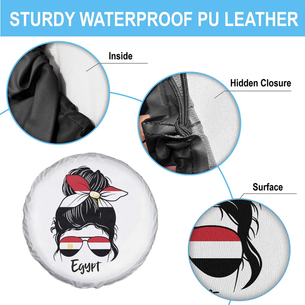 Egyptian Flag Messy Bun Girl Spare Tire Cover Patriotic Egypt Women TS02 Print Your Wear