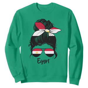 Egyptian Flag Messy Bun Girl Sweatshirt Patriotic Egypt Women TS02 Irish Green Print Your Wear