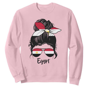 Egyptian Flag Messy Bun Girl Sweatshirt Patriotic Egypt Women TS02 Light Pink Print Your Wear