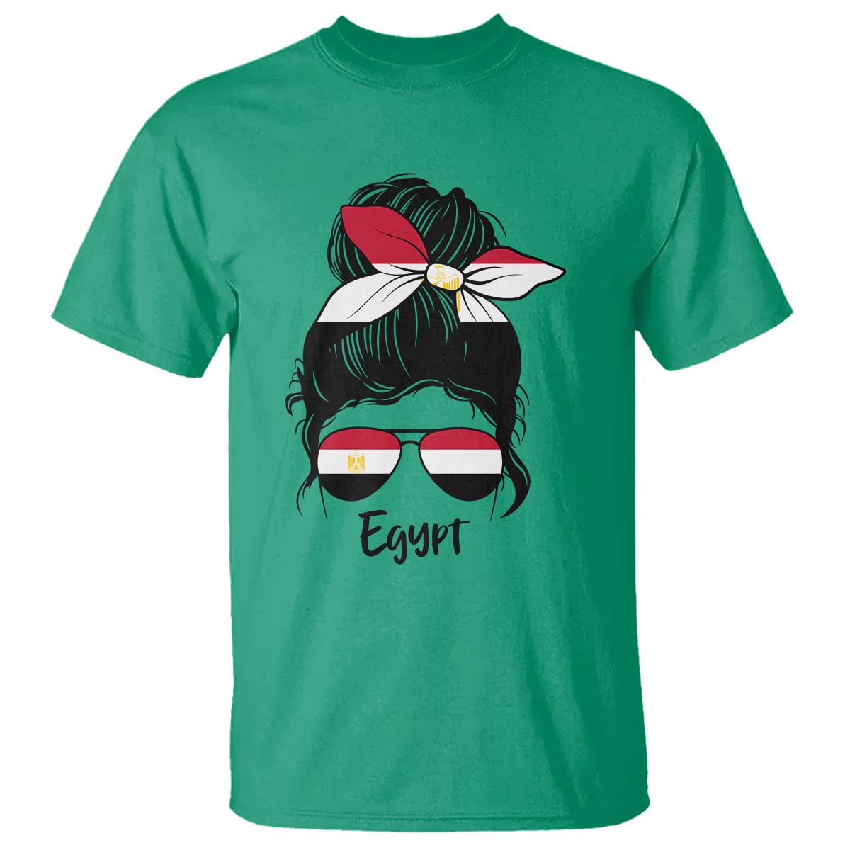 Egyptian Flag Messy Bun Girl T Shirt Patriotic Egypt Women TS02 Irish Green Print Your Wear