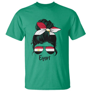 Egyptian Flag Messy Bun Girl T Shirt Patriotic Egypt Women TS02 Irish Green Print Your Wear