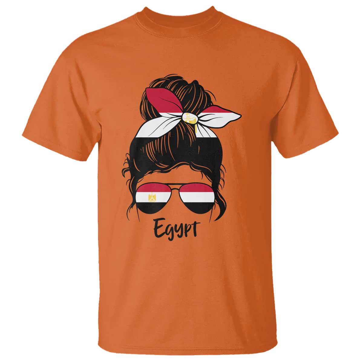 Egyptian Flag Messy Bun Girl T Shirt Patriotic Egypt Women TS02 Orange Print Your Wear