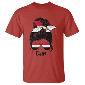 Egyptian Flag Messy Bun Girl T Shirt Patriotic Egypt Women TS02 Red Print Your Wear