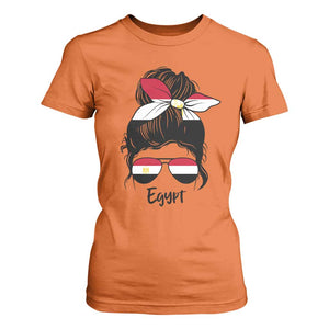 Egyptian Flag Messy Bun Girl T Shirt For Women Patriotic Egypt Women TS02 Orange Print Your Wear