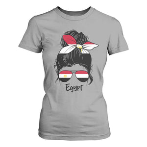 Egyptian Flag Messy Bun Girl T Shirt For Women Patriotic Egypt Women TS02 Sport Gray Print Your Wear