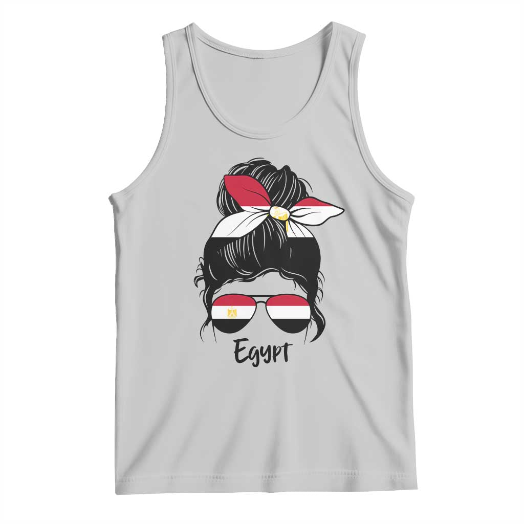 Egyptian Flag Messy Bun Girl Tank Top Patriotic Egypt Women TS02 Ash Print Your Wear