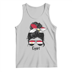 Egyptian Flag Messy Bun Girl Tank Top Patriotic Egypt Women TS02 Ash Print Your Wear