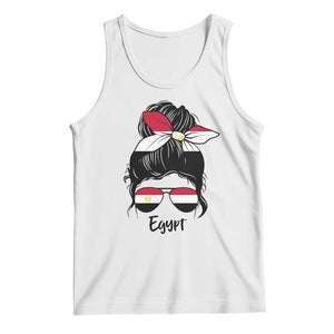 Egyptian Flag Messy Bun Girl Tank Top Patriotic Egypt Women TS02 White Print Your Wear