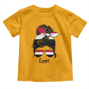 Egyptian Flag Messy Bun Girl Toddler T Shirt Patriotic Egypt Women TS02 Gold Print Your Wear