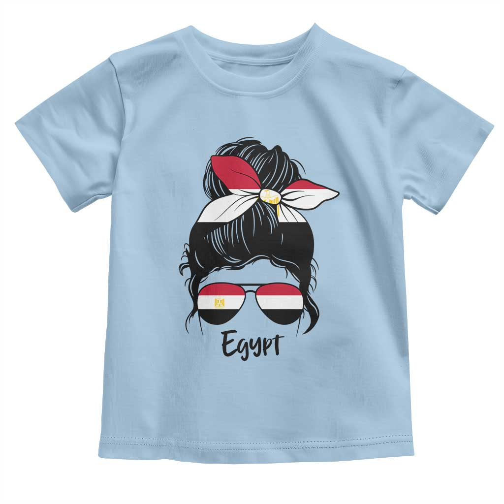 Egyptian Flag Messy Bun Girl Toddler T Shirt Patriotic Egypt Women TS02 Light Blue Print Your Wear