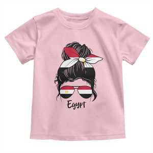 Egyptian Flag Messy Bun Girl Toddler T Shirt Patriotic Egypt Women TS02 Light Pink Print Your Wear