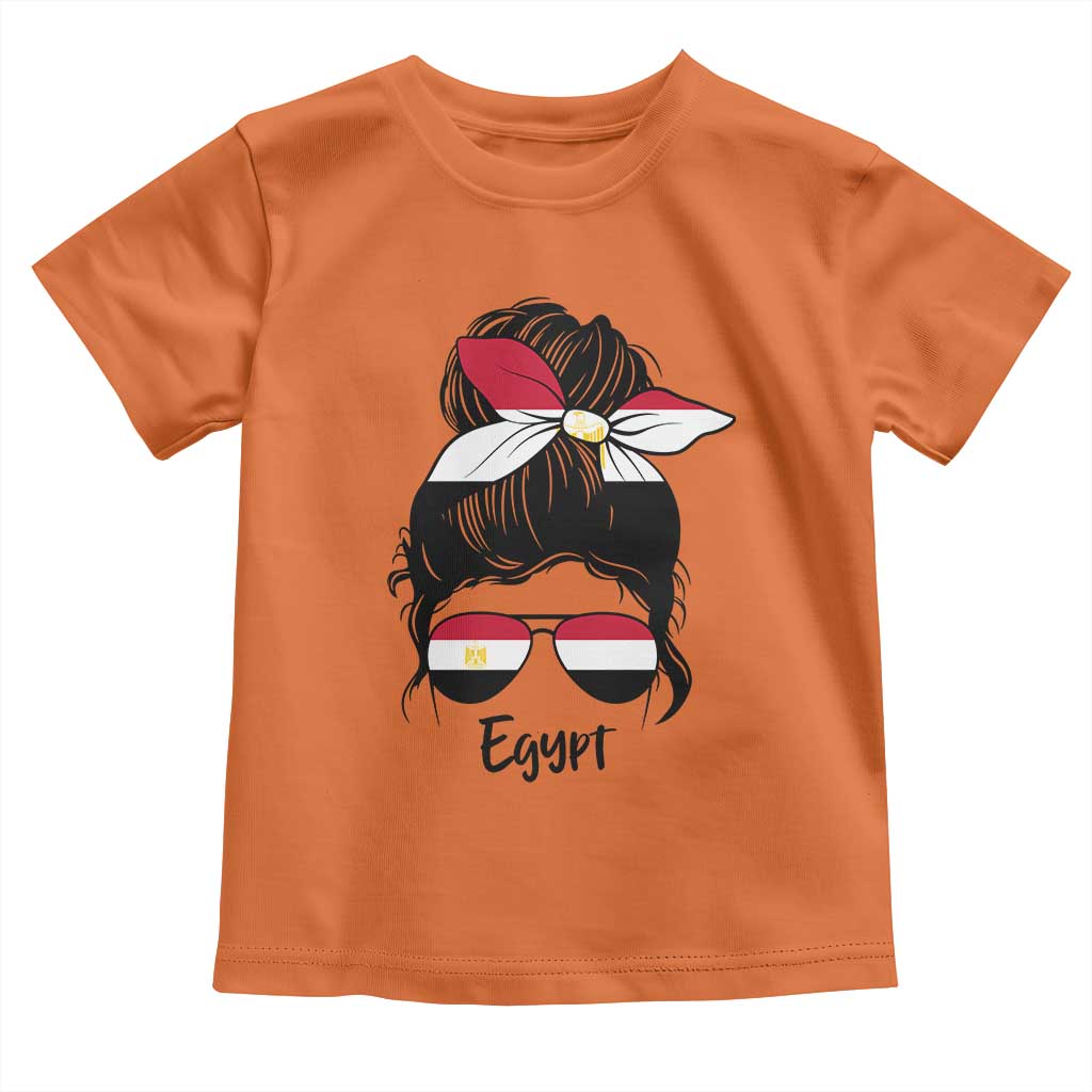 Egyptian Flag Messy Bun Girl Toddler T Shirt Patriotic Egypt Women TS02 Orange Print Your Wear