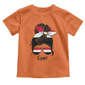 Egyptian Flag Messy Bun Girl Toddler T Shirt Patriotic Egypt Women TS02 Orange Print Your Wear