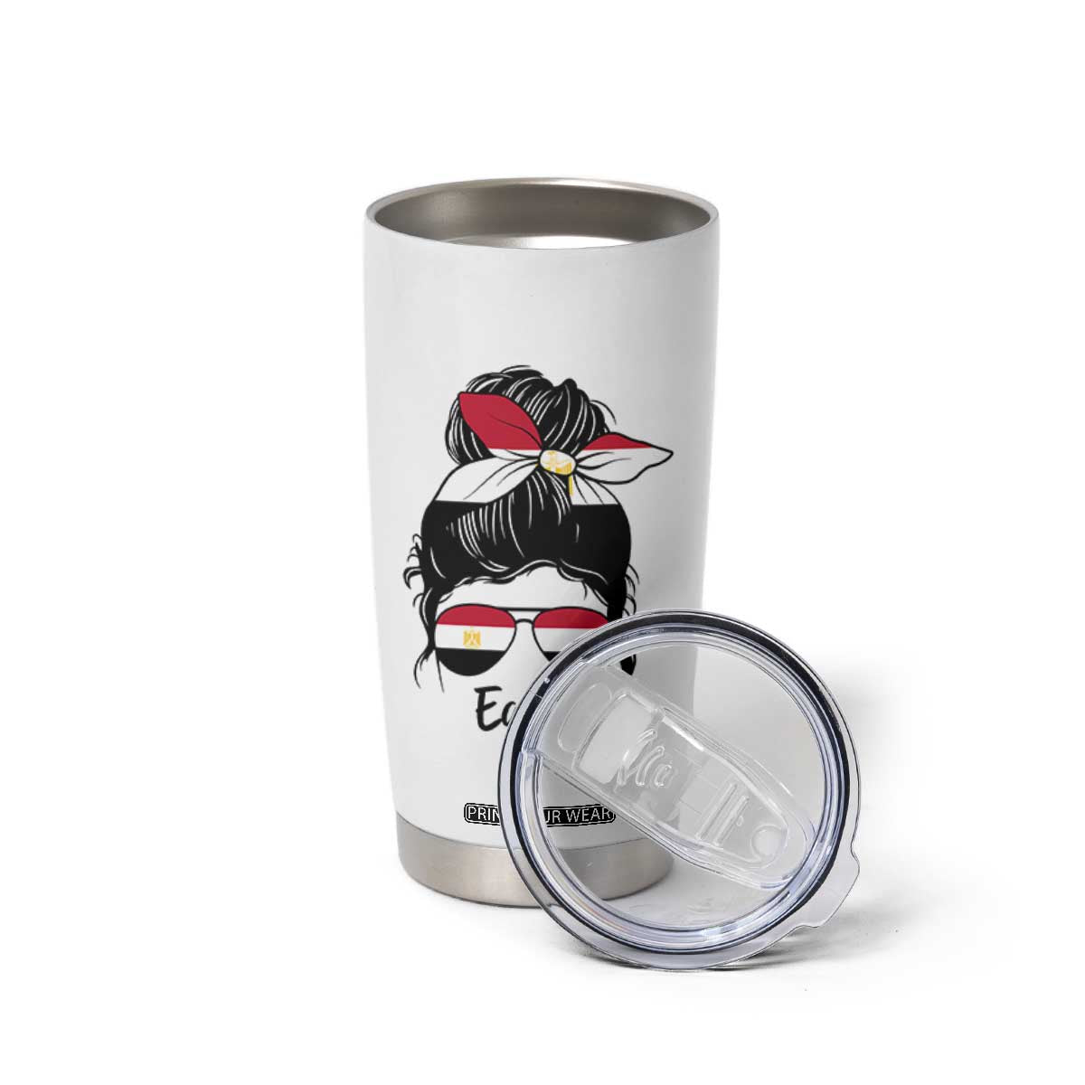Egyptian Flag Messy Bun Girl Tumbler Cup Patriotic Egypt Women TS02 Print Your Wear