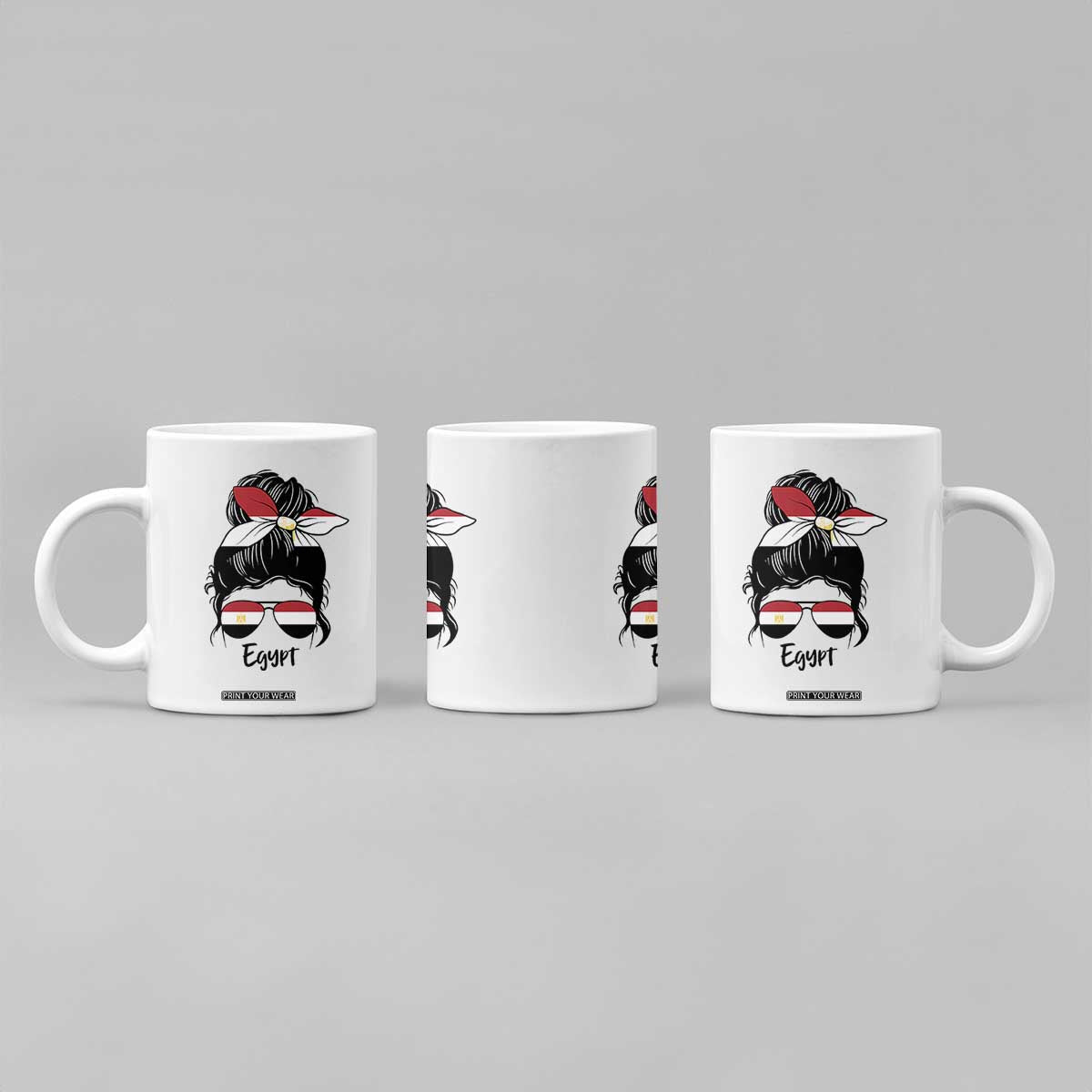 Egyptian Flag Messy Bun Girl Coffee Mug Patriotic Egypt Women TS02 Print Your Wear