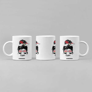 Egyptian Flag Messy Bun Girl Coffee Mug Patriotic Egypt Women TS02 Print Your Wear