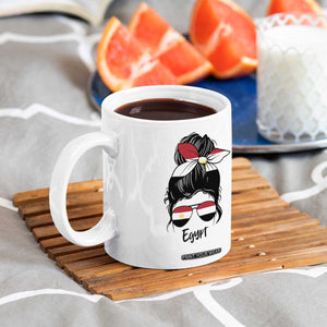 Egyptian Flag Messy Bun Girl Coffee Mug Patriotic Egypt Women TS02 Print Your Wear