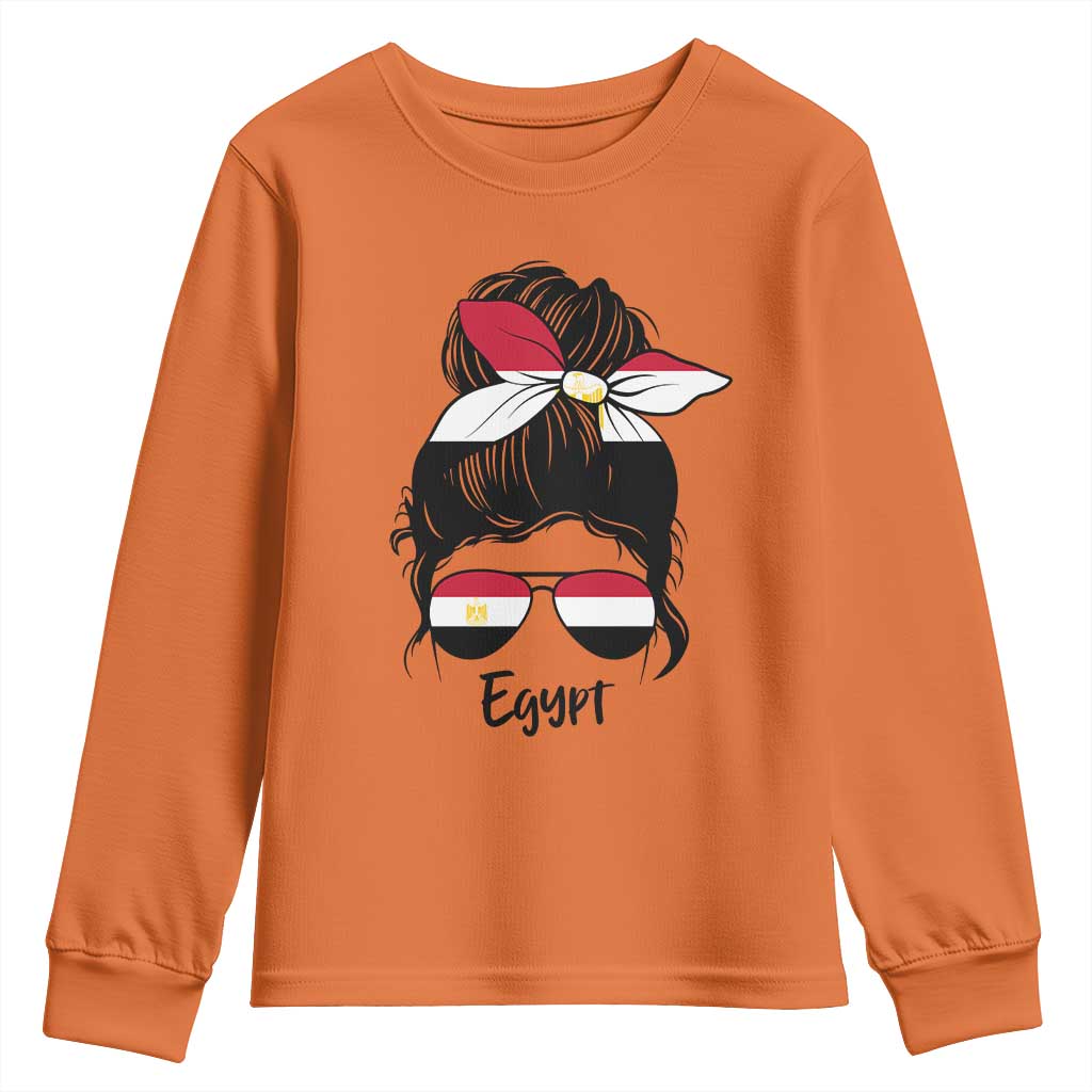 Egyptian Flag Messy Bun Girl Youth Sweatshirt Patriotic Egypt Women TS02 Orange Print Your Wear