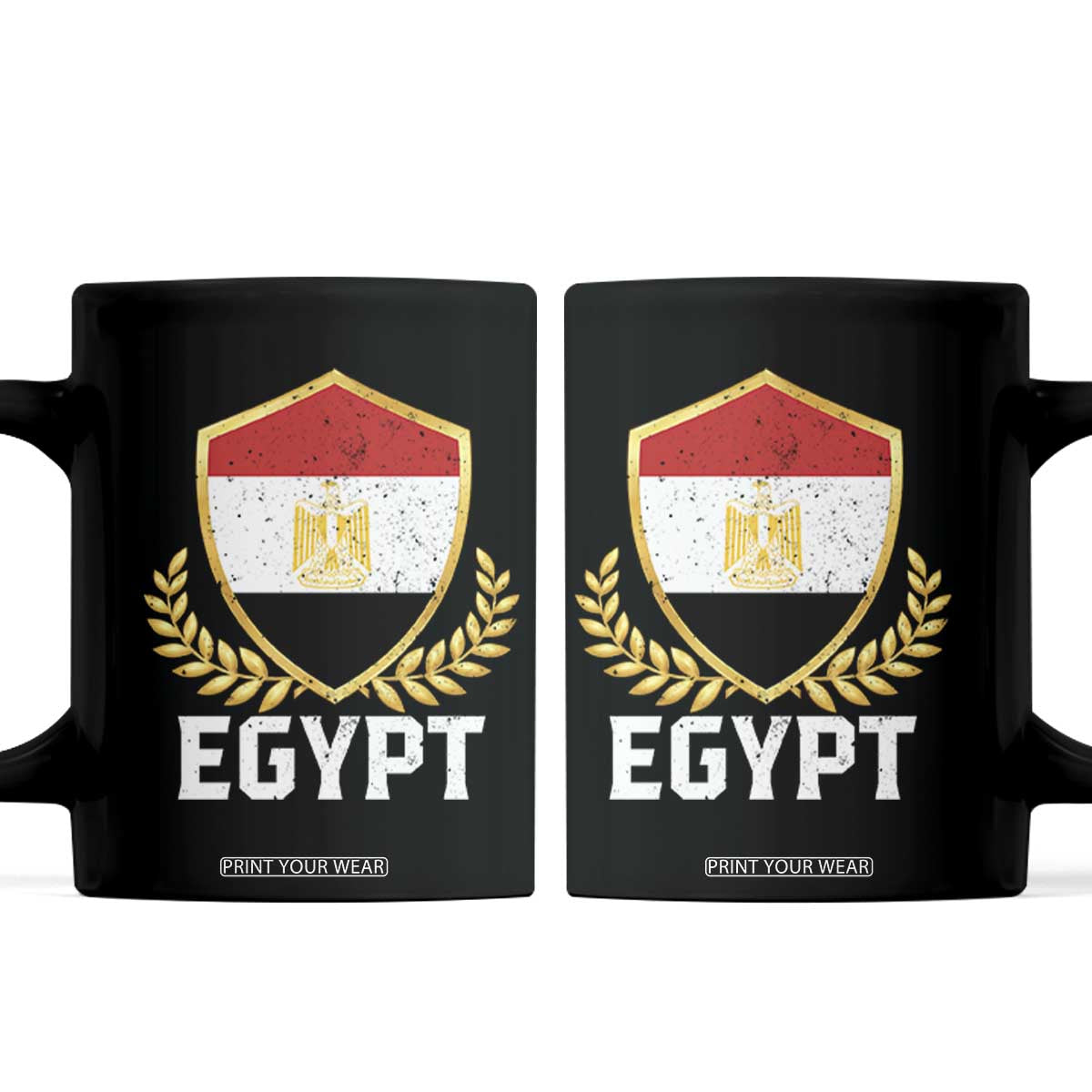Egypt Coat of Arms Gold Shield Crest Coffee Mug Patriotic Egyptian Flag Heritage Pride TS02 Black Print Your Wear