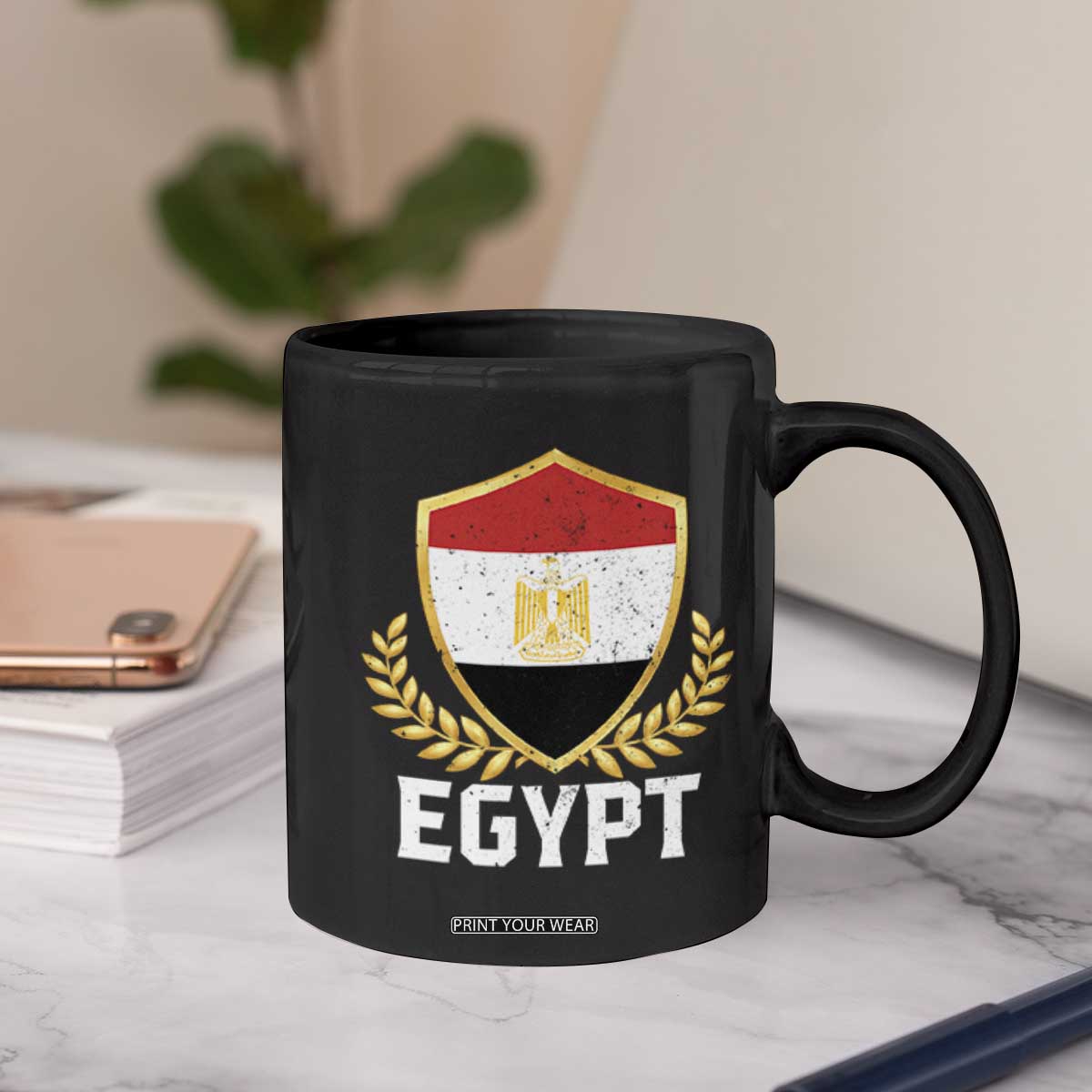 Egypt Coat of Arms Gold Shield Crest Coffee Mug Patriotic Egyptian Flag Heritage Pride TS02 Print Your Wear